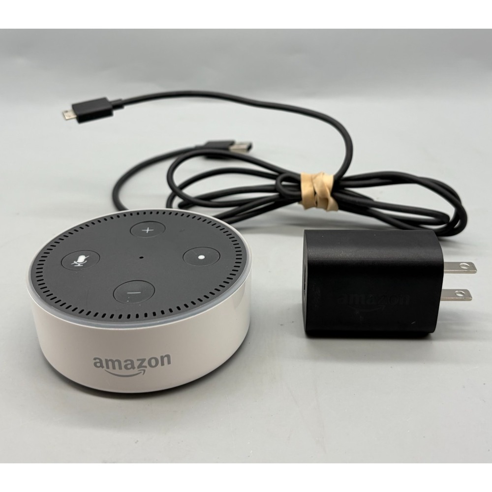 Amazon Echo Dot White (2nd Gen) Smart Speaker & Power Cable RS03QR - Tested